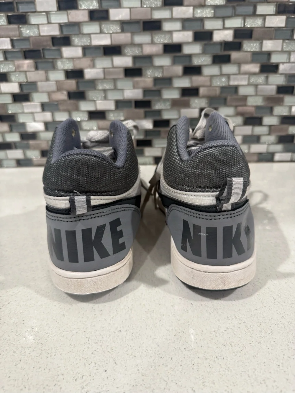 Nike Court Borough Mid Sneakers Gray/White Size 7Y Athletic Shoes